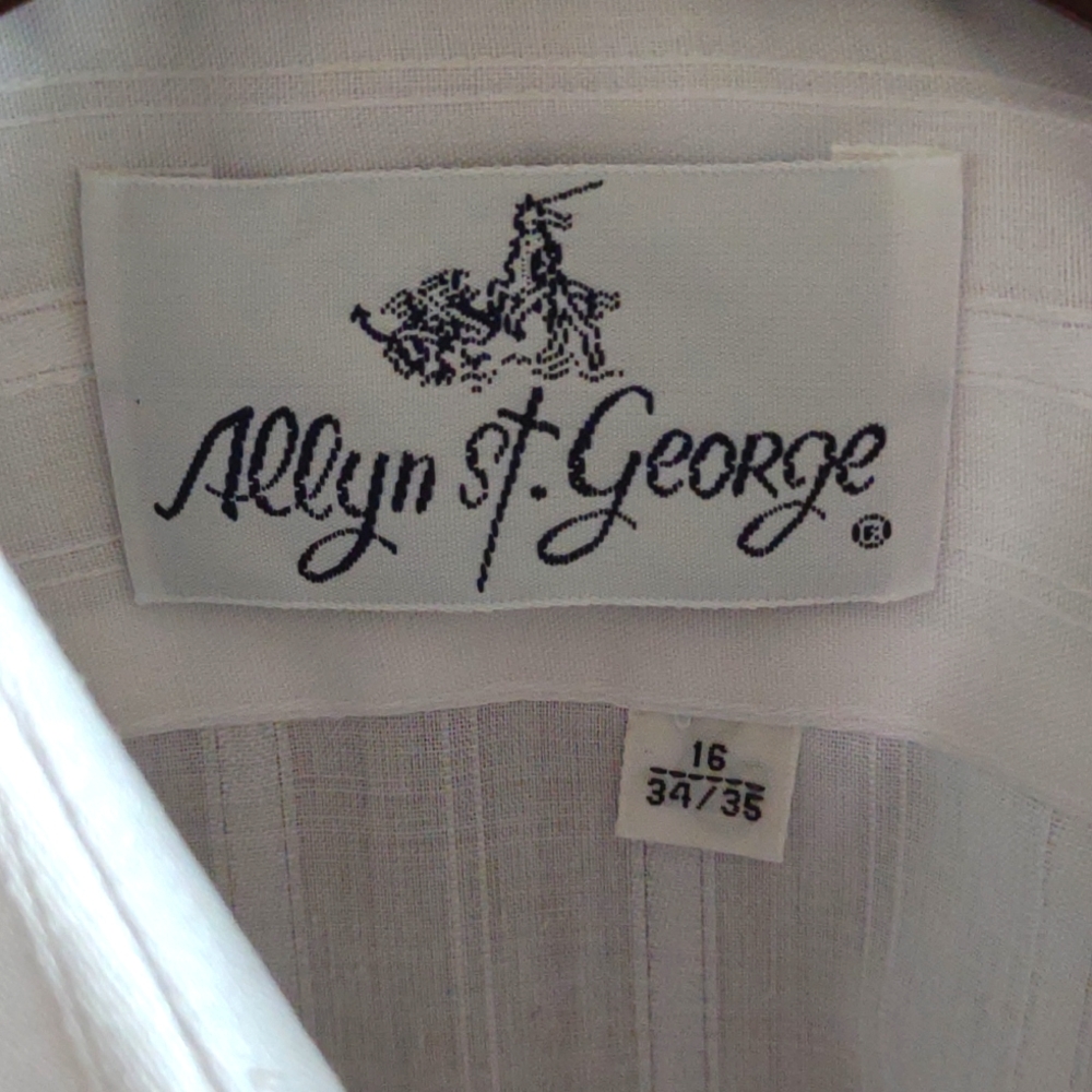Men's white dress shirt Vintage Allyn St. George  16  34/35 NWOT